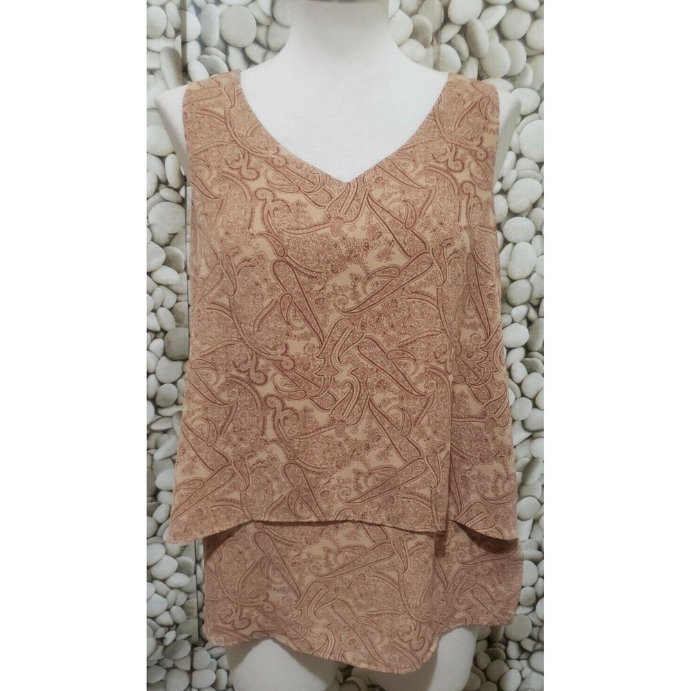 The Limited Paisley V Neck Sleeveless Brown Tiered Top Blouse Vintage Small